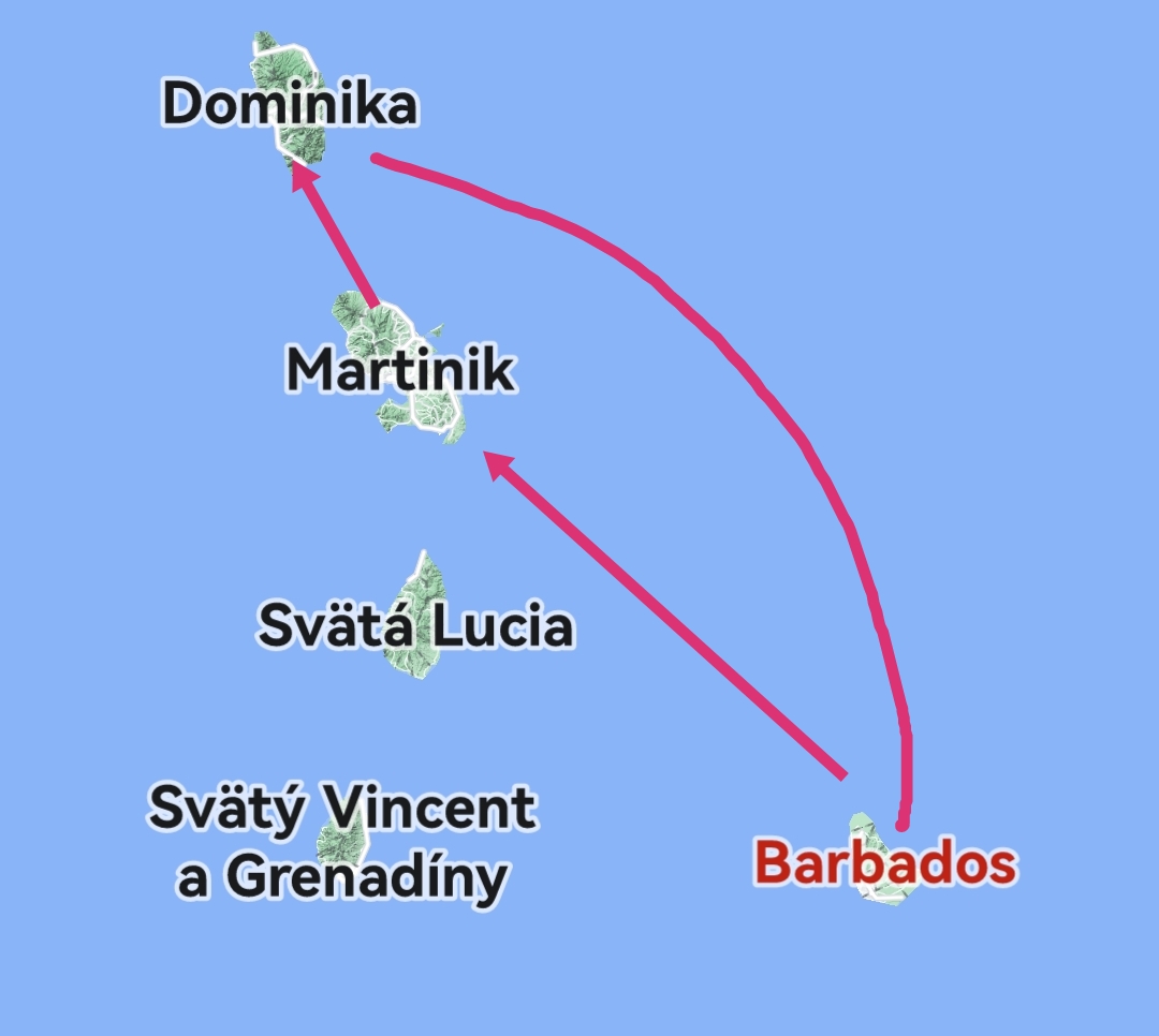 jamajka barbados dominica martinik okruh karibikom